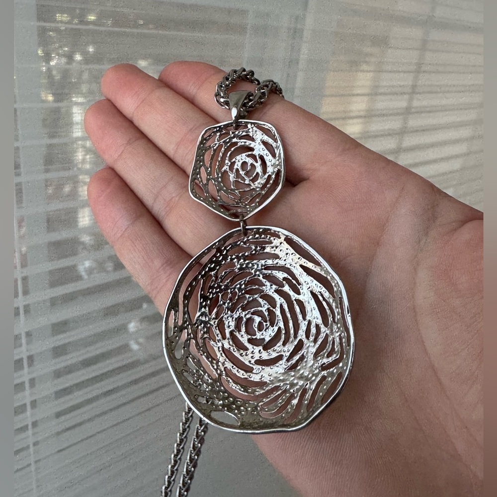 Silver Rose Pendant Necklace - Picture 2 of 13